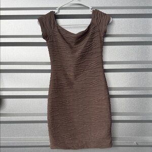 Elegant Brown Textured Women's Dress